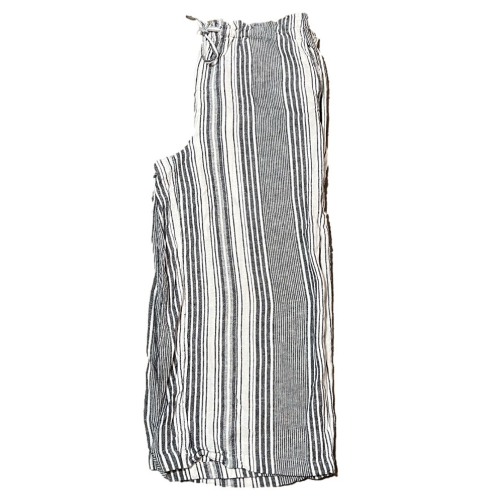 Time and Tru Women's High Rise Wide Leg Crop Linen Pants Women’s Sz L 12-14 - Picture 6 of 13